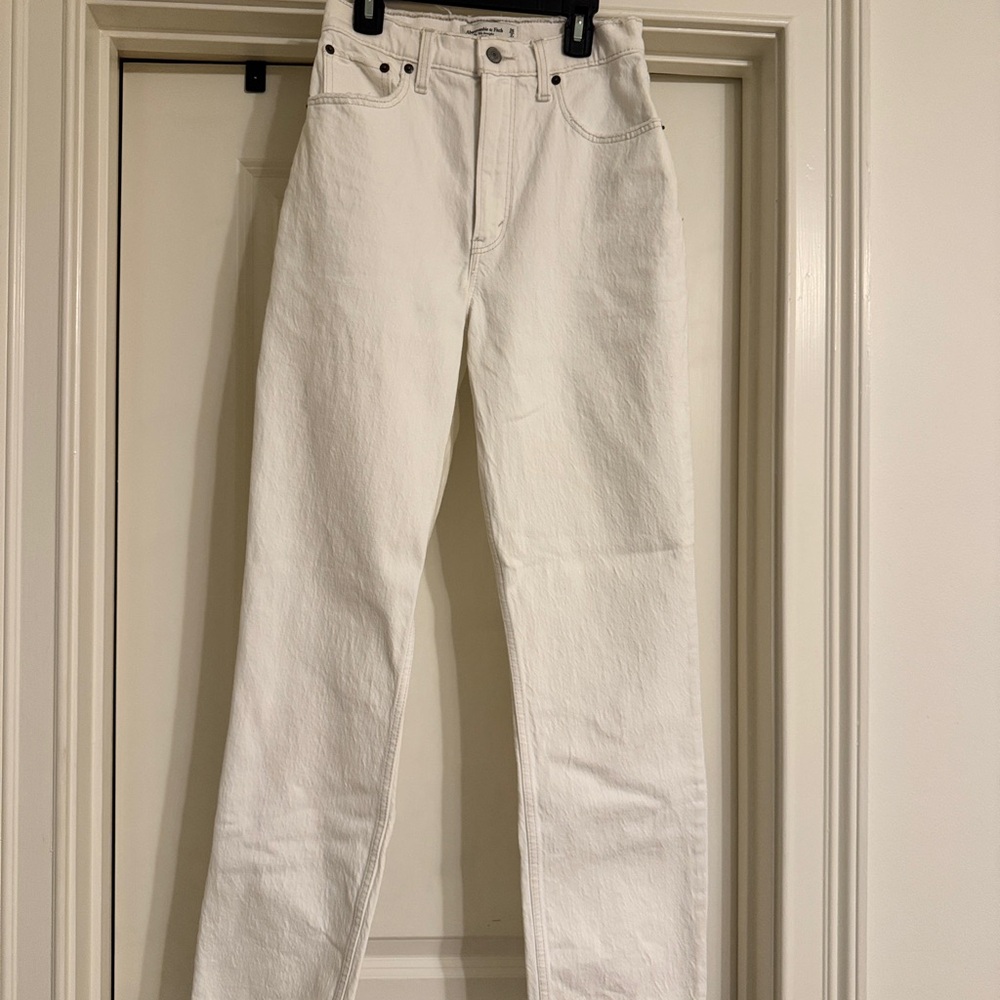 Abercrombie & Fitch Cream Ultra High Rise Jeans